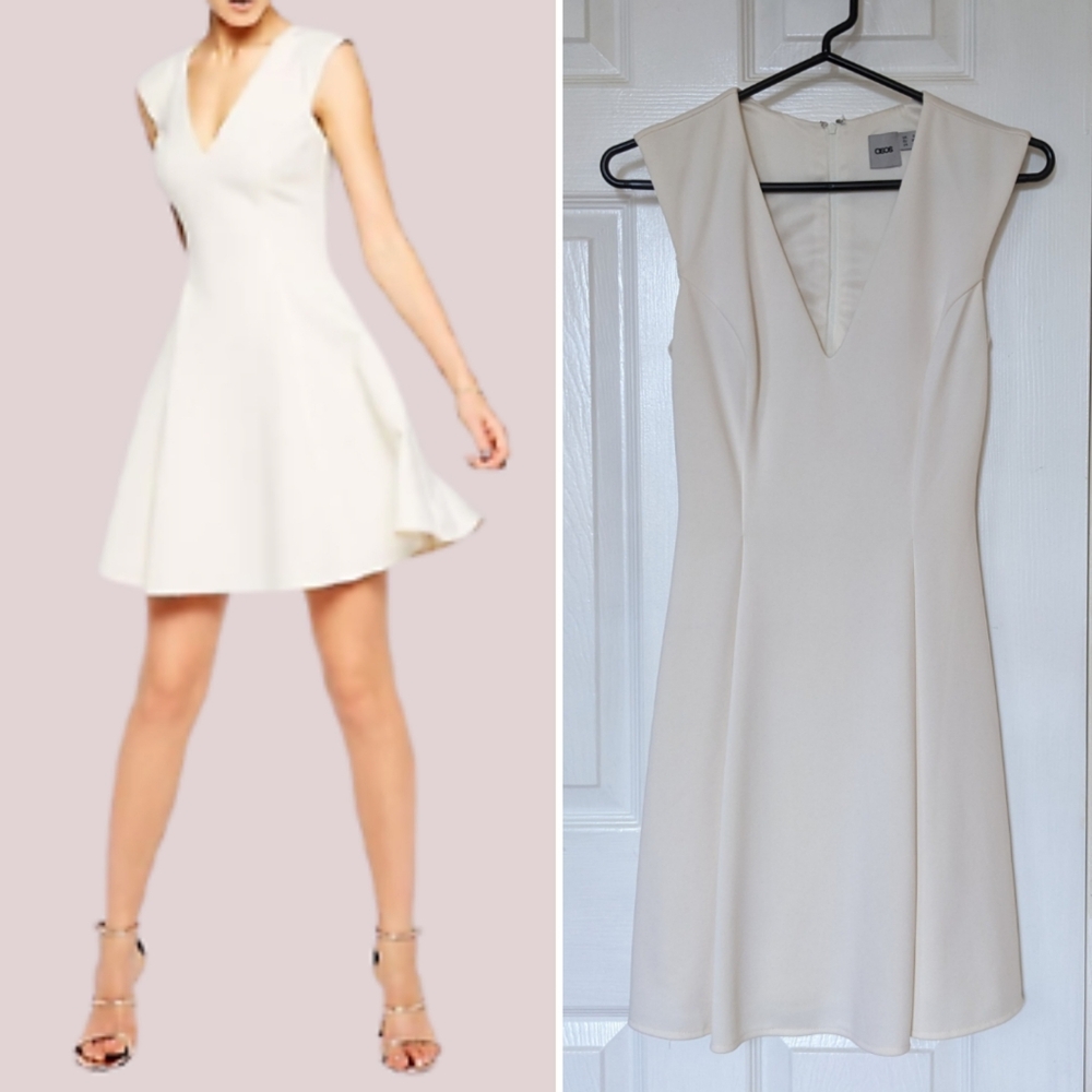 ASOS | V neck dress in cream